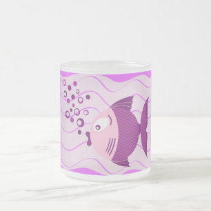 紫色の魚の構成ライトマグ フロストグラスマグカップ