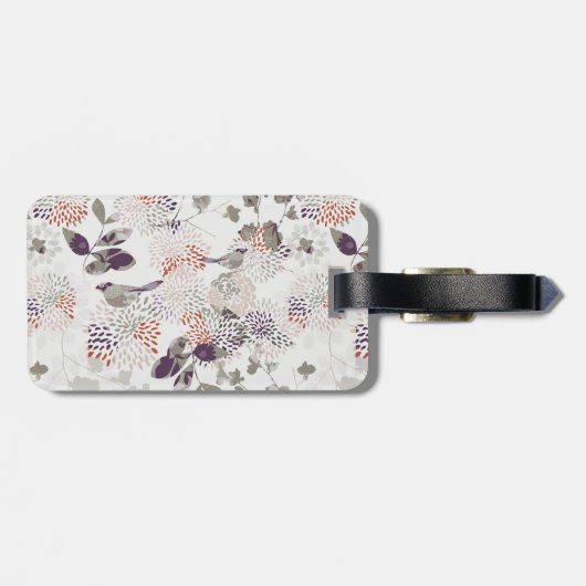 紫色の鳥および花の壁紙 ラゲッジタグ (裏面横)