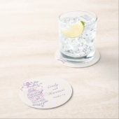 紫色の鳥とピンクの鳥がケージの結婚コースターを開く ラウンドペーパーコースター (インサイチュ)