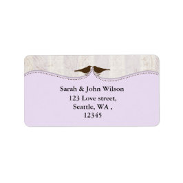 紫色の鳥のケージ、愛の鳥の差出人住所ラベル ラベル