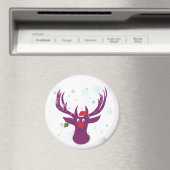 紫色の鹿ハッピーサンタCmラウンドマグネット マグネット (インサイチュ (食洗機))