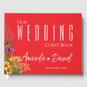 紫色の黄色いオレンジかわいらし色の野結婚花 ゲストブック (正面)