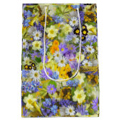 紫色の黄色いカントリーガーデンの花 ミディアムペーパーバッグ (裏面)