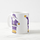 紫色の黄色いクリスマスサンタクロース コーヒーマグカップ (正面左)