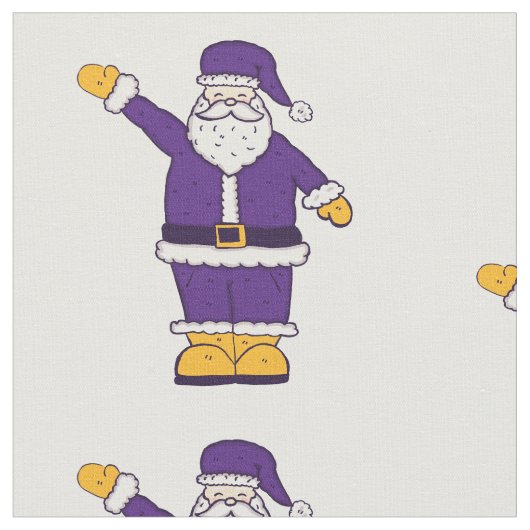 紫色の黄色いクリスマスサンタクロース ファブリック (クローズアップ)