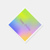 紫色の黄色いグラデーションの誕生日 スタンダードカクテルナプキン (角)