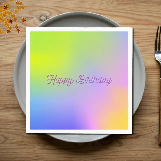 紫色の黄色いグラデーションの誕生日 スタンダードカクテルナプキン