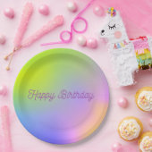 紫色の黄色いグラデーションの誕生日 ペーパープレート (パーティー)