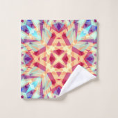 紫色の黄色いターコイズ赤い幾何学的モロッコ バスタオルセット (ウォッシュタオル)