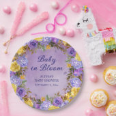 紫色の黄色いフローラベビーで開花シャワー ペーパープレート (パーティー)