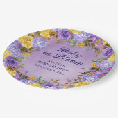 紫色の黄色いフローラベビーで開花シャワー ペーパープレート (アングル)