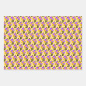 紫色の黄色いワイルドフラワーの写真アートワークのパターン ラッピングペーパーシート (正面3)