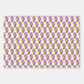 紫色の黄色いワイルドフラワーの写真アートワークのパターン ラッピングペーパーシート (正面)