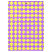 紫色の黄色い市松模様にダイヤモンド模様 クリップボード (裏面)