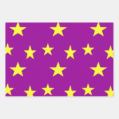 紫色の黄色い星 ラッピングペーパーシート (正面3)