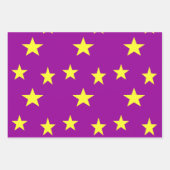 紫色の黄色い星 ラッピングペーパーシート (正面)