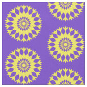 紫色の黄色い曼荼羅はっきりしたで抽象的なパターンプリント ファブリック (クローズアップ)