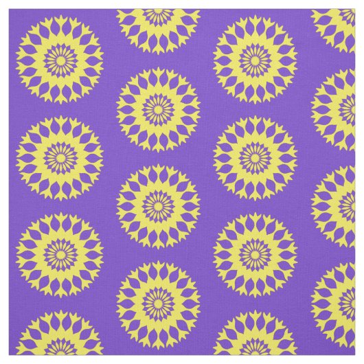 紫色の黄色い曼荼羅はっきりしたで抽象的なパターンプリント ファブリック (見本)