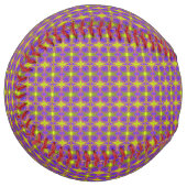 紫色の黄色い渦巻きパターン ソフトボール (正面左)