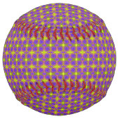 紫色の黄色い渦巻きパターン ソフトボール (裏面)