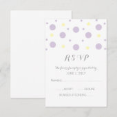 紫色の黄色い紙吹雪応答カード 出欠カード (正面/裏面)