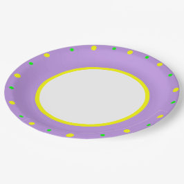 紫色の黄色い緑のジオメトリック水玉模様 ペーパープレート