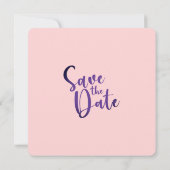 紫色の黄色い花が日付を保存 招待状 (裏面)