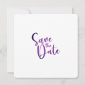 紫色の黄色い花が日付を保存 招待状 (裏面)