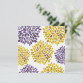 紫色の黄色い花を招待状結婚することは活気付きます 招待状 (スタンド正面)