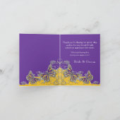 紫色の黄色い蝶結婚式の婚約 サンキューカード (内部)