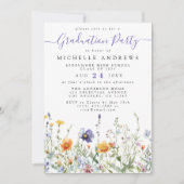 紫色の黄色い野花卒業式 招待状 (正面)