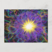 紫色の黄色のスターバストファンキーカラフル芸術品を気取った星 ポストカード (正面)