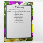 紫色の黄色のパンジーのパッチ5つのフォトメモリアル 三つ折り案内状 (内部最初)