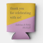 紫色の黄色のモダンカスタムウェディングありがとう 缶クーラー (正面)