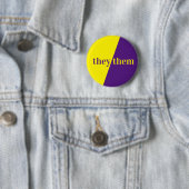 紫色の黄色の代名詞ボタンThey/Them 缶バッジ (インサイチュ)