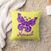 紫色の黄色の女の子の名前バタフライクッション枕 クッション (ブランケット)