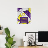 紫色の黄色の女の子バレーボールチームの写真 ポスター (ホームオフィス)