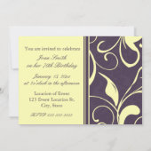 紫色の黄色の第70誕生日のパーティの招待状カード 招待状 (裏面)