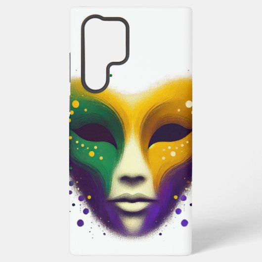 紫色の黄色の緑のマルディグラスマスク SAMSUNG GALAXYケース (裏面)