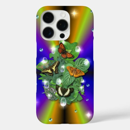紫色の黄色の虹の上の蝶 Case-Mate iPhoneケース (裏面)