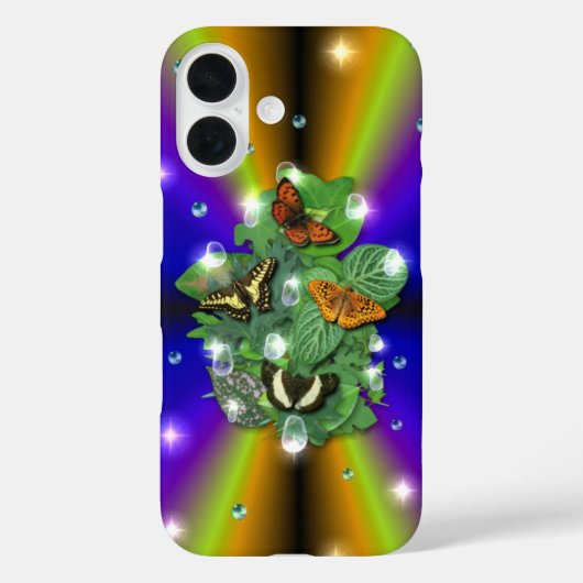 紫色の黄色の虹の上の蝶 Case-Mate iPhoneケース (裏面)