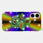 紫色の黄色の虹の上の蝶 Case-Mate iPhoneケース (裏面 (横))