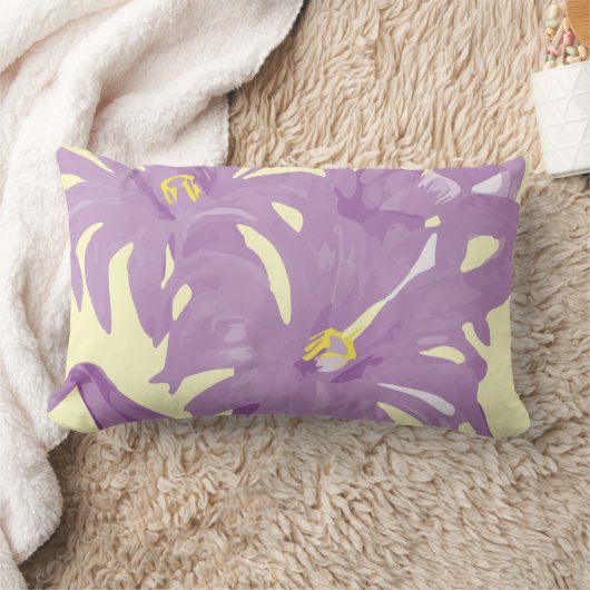 紫色の黄色絵を描ヴィンテージ花枕 ランバークッション (ブランケット)