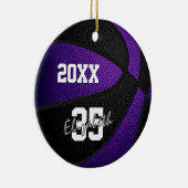 紫色の黒いキッズチームカラーはバスケットボールを守る セラミックオーナメント (右)