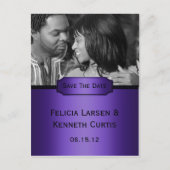 紫色の黒いグラデーション写真の日付を保存 案内ポストカード (正面)