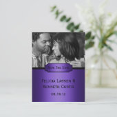 紫色の黒いグラデーション写真の日付を保存 案内ポストカード (スタンド正面)