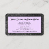 紫色の黒いグリッター唇ハート顧客割引 ロイヤリティカード (裏面)