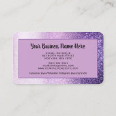 紫色の黒いグリッター蝶お客様割引 ロイヤリティカード (裏面)