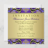 紫色の黒いゴシック様式金夕食のパーティの招待状 招待状 (裏面)