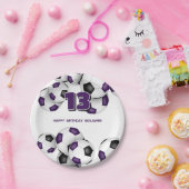 紫色の黒いサッカーチームカラーの誕生日パーティー ペーパープレート (パーティー)